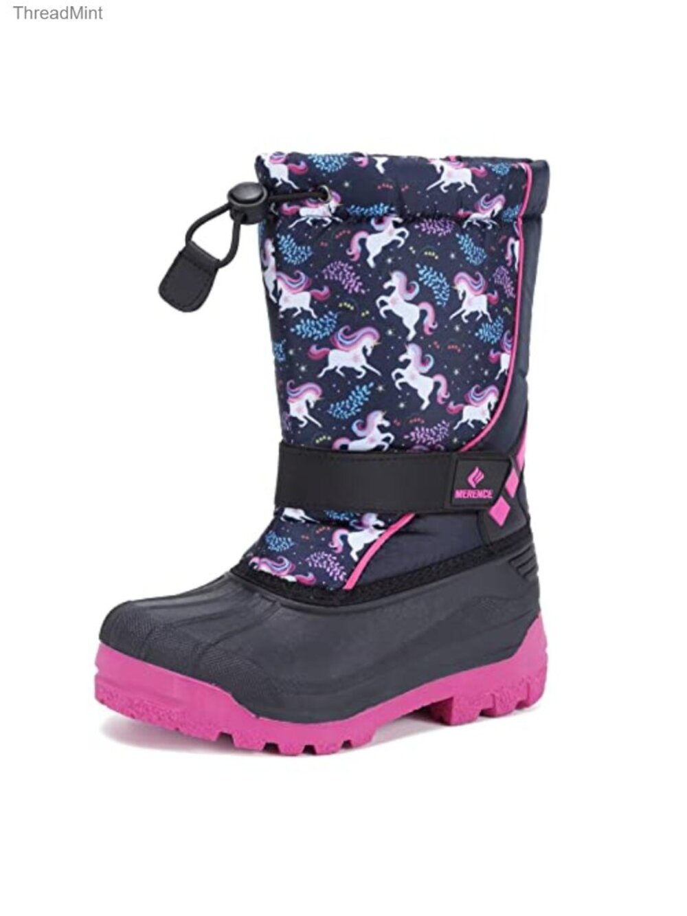 Kids Waterproof Winter Snow Boots Warm Fur Lined Bungee Clo